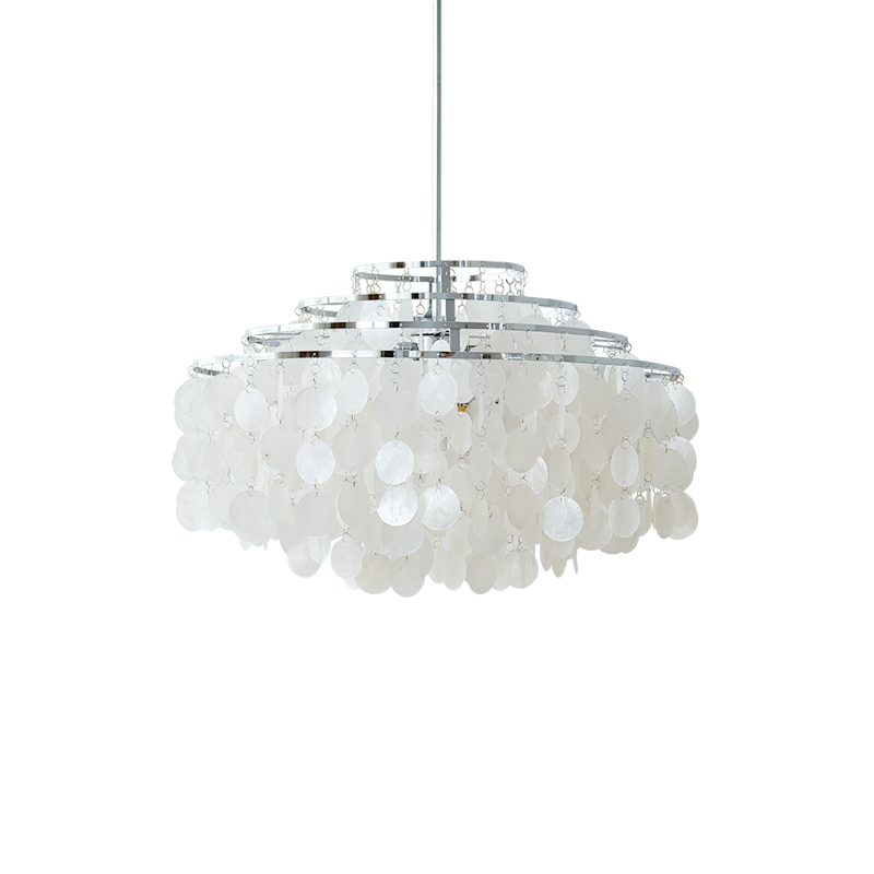 Modern Round Shell Pendant Light Coastal Chandelier for Living Room and Bedroom