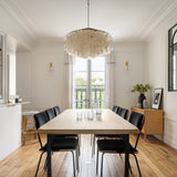 Modern Round Shell Pendant Light Coastal Chandelier for Living Room and Bedroom