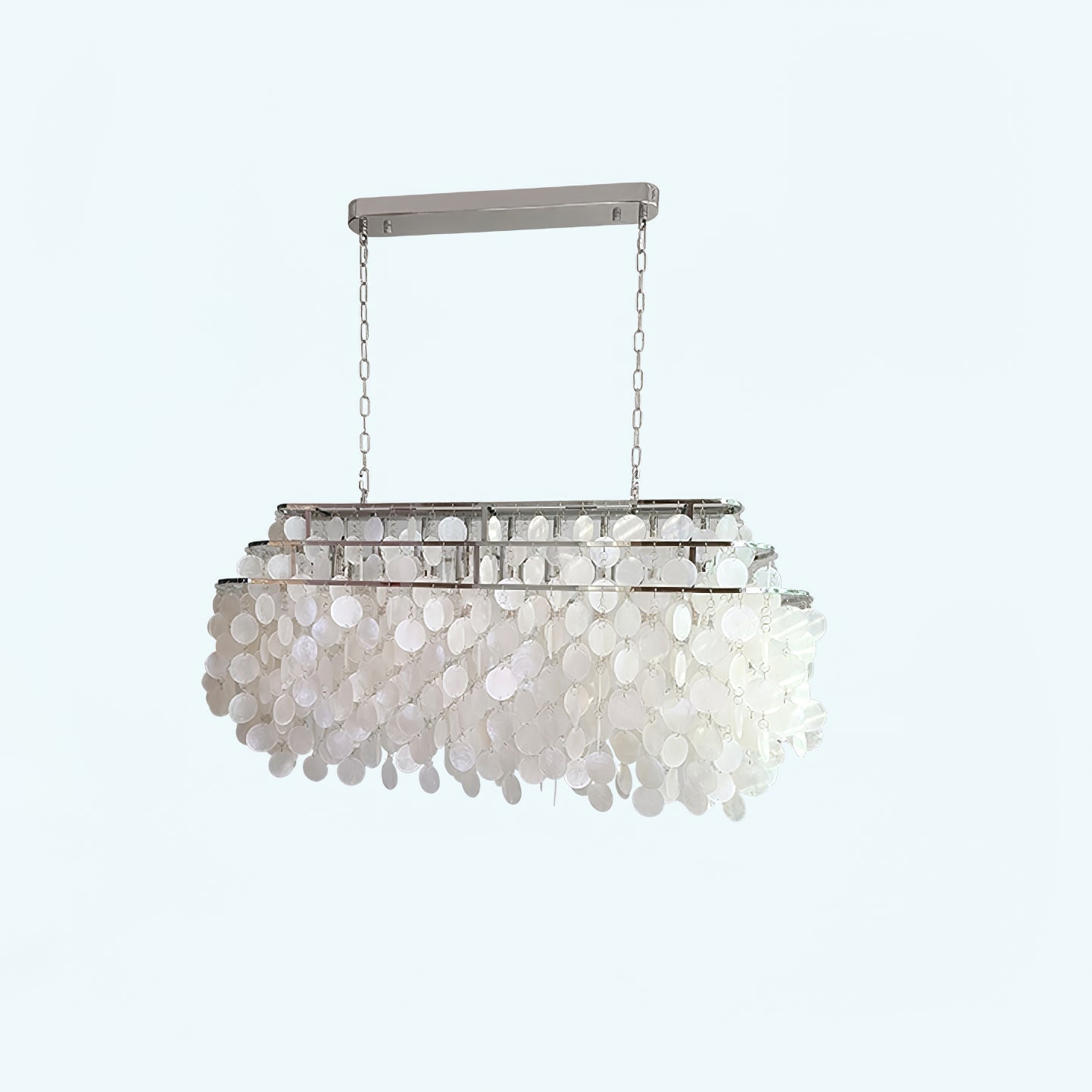 Modern Round Shell Pendant Light Coastal Chandelier for Living Room and Bedroom