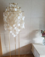 Elegant Natural Mother of Pearl Tiered Shell Floor Lamp Modern Standing Lighting for Home Decor