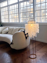 Elegant Natural Mother of Pearl Tiered Shell Floor Lamp Modern Standing Lighting for Home Decor