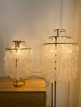 Elegant Natural Mother of Pearl Tiered Shell Floor Lamp Modern Standing Lighting for Home Decor