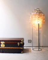 Elegant Natural Mother of Pearl Tiered Shell Floor Lamp Modern Standing Lighting for Home Decor