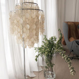 Elegant Natural Mother of Pearl Tiered Shell Floor Lamp Modern Standing Lighting for Home Decor