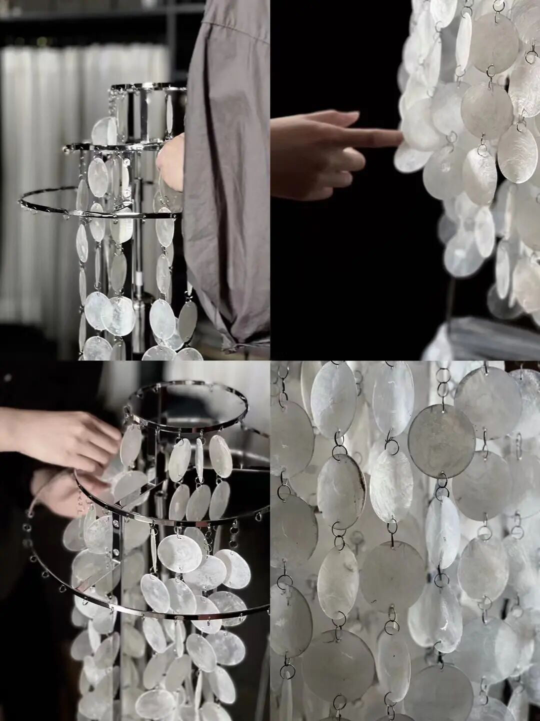 Elegant Natural Mother of Pearl Tiered Shell Floor Lamp Modern Standing Lighting for Home Decor