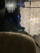 Elegant Natural Mother of Pearl Tiered Shell Floor Lamp Modern Standing Lighting for Home Decor