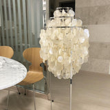 Elegant Natural Mother of Pearl Tiered Shell Floor Lamp Modern Standing Lighting for Home Decor