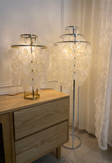 Elegant Natural Mother of Pearl Tiered Shell Floor Lamp Modern Standing Lighting for Home Decor