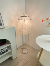 Elegant Natural Mother of Pearl Tiered Shell Floor Lamp Modern Standing Lighting for Home Decor