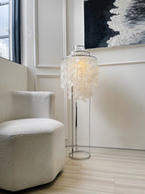 Elegant Natural Mother of Pearl Tiered Shell Floor Lamp Modern Standing Lighting for Home Decor
