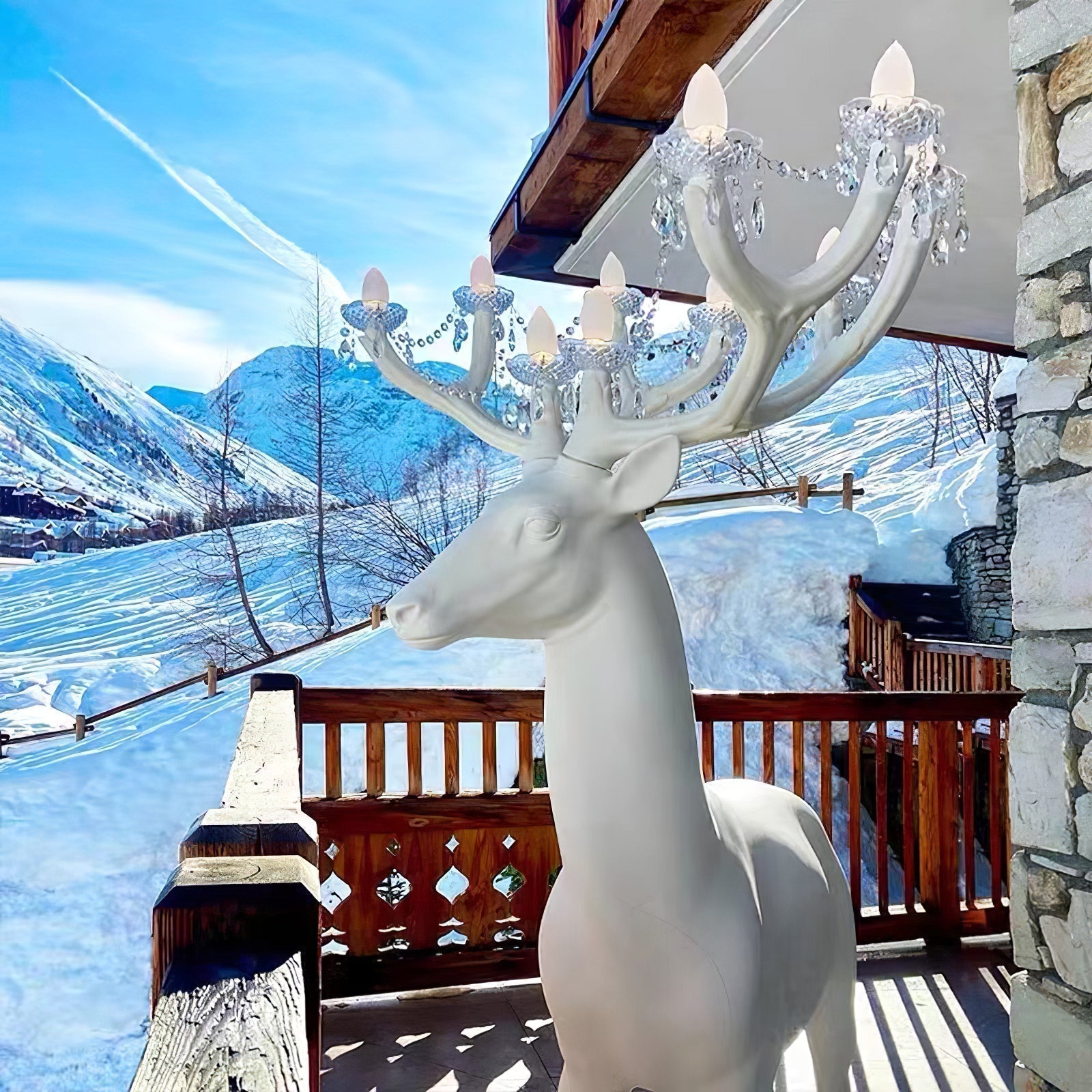 Sherwood Luxury Deer Antler Floor Lamp with Crystal Accents and Modern Pedestal Design