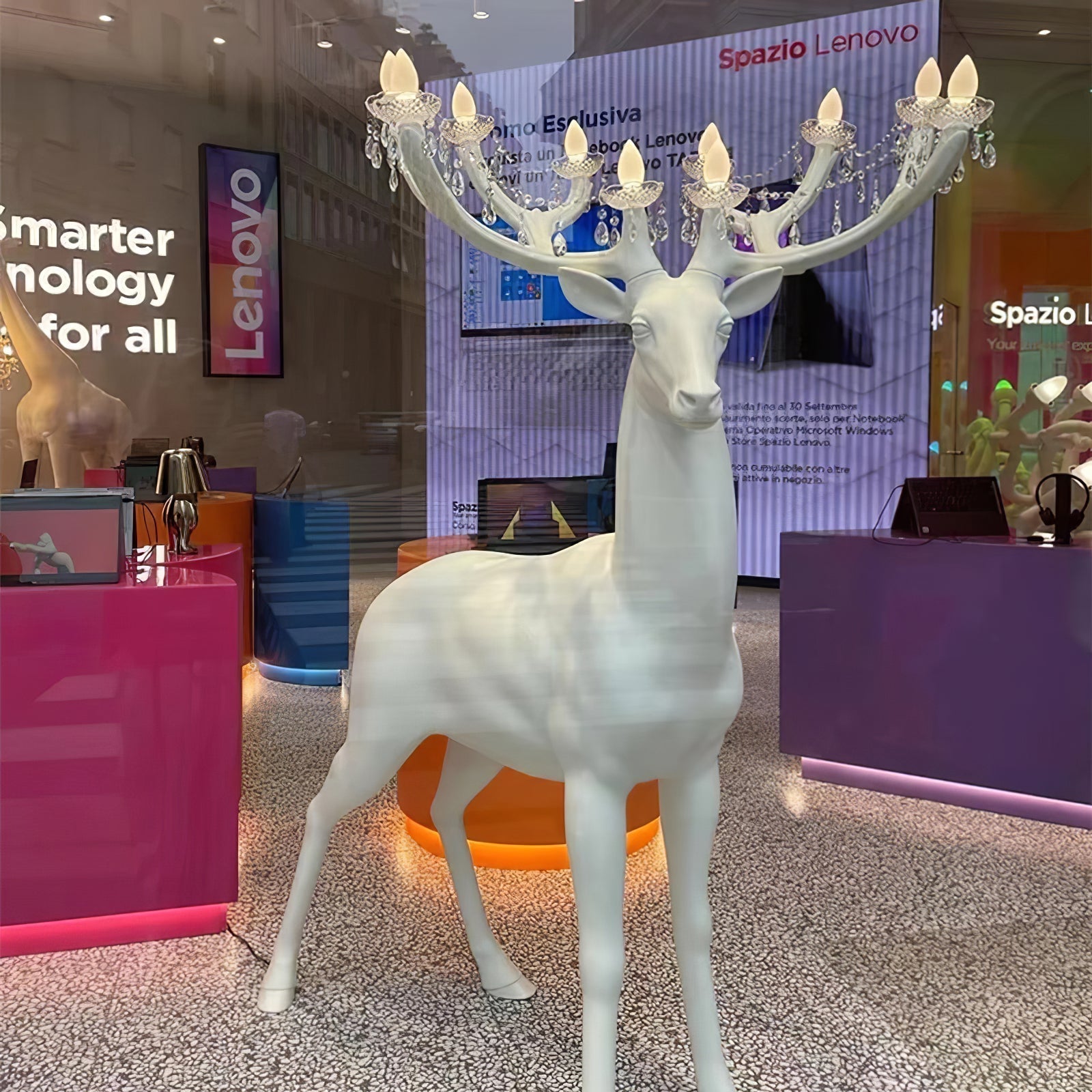 Sherwood Luxury Deer Antler Floor Lamp with Crystal Accents and Modern Pedestal Design