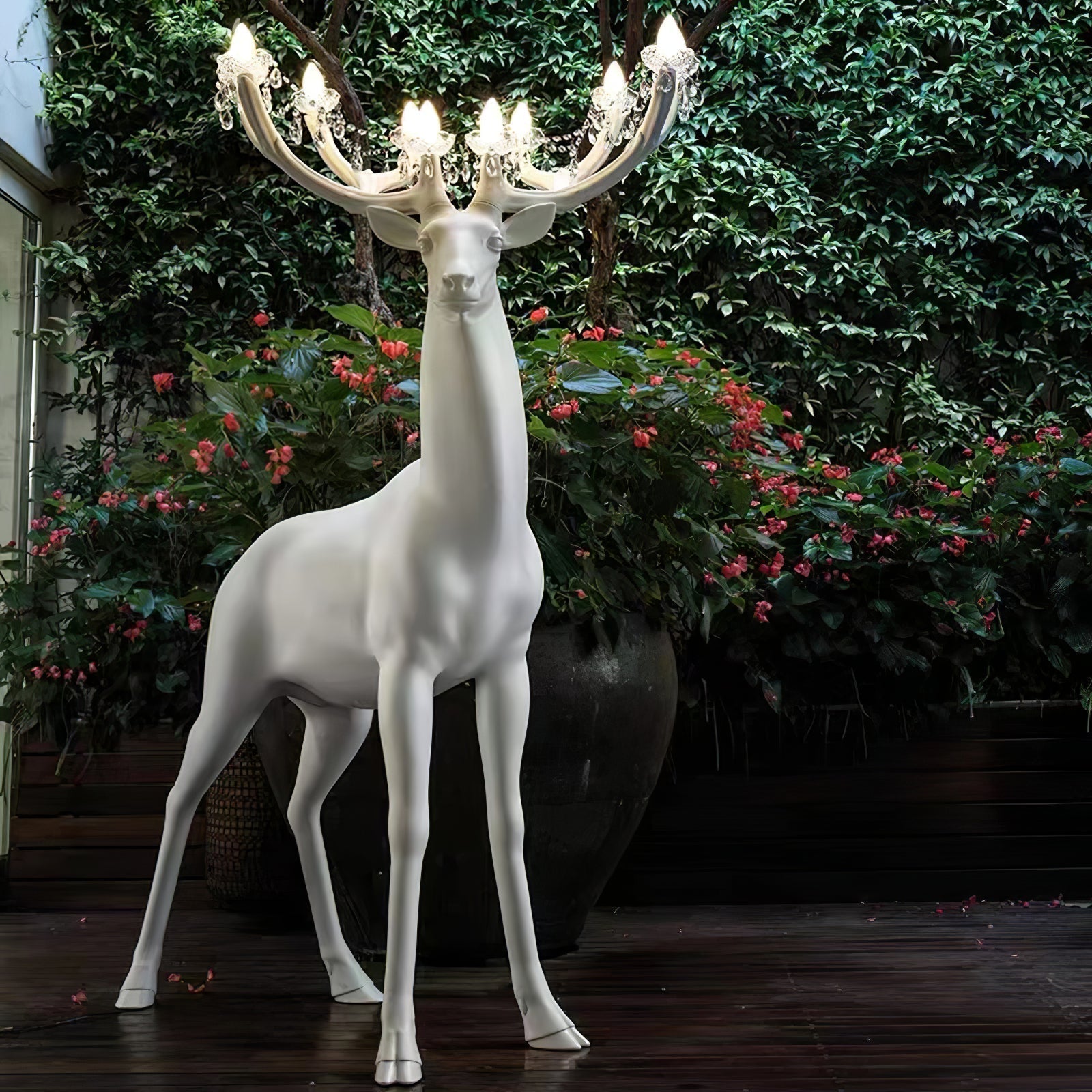 Sherwood Luxury Deer Antler Floor Lamp with Crystal Accents and Modern Pedestal Design
