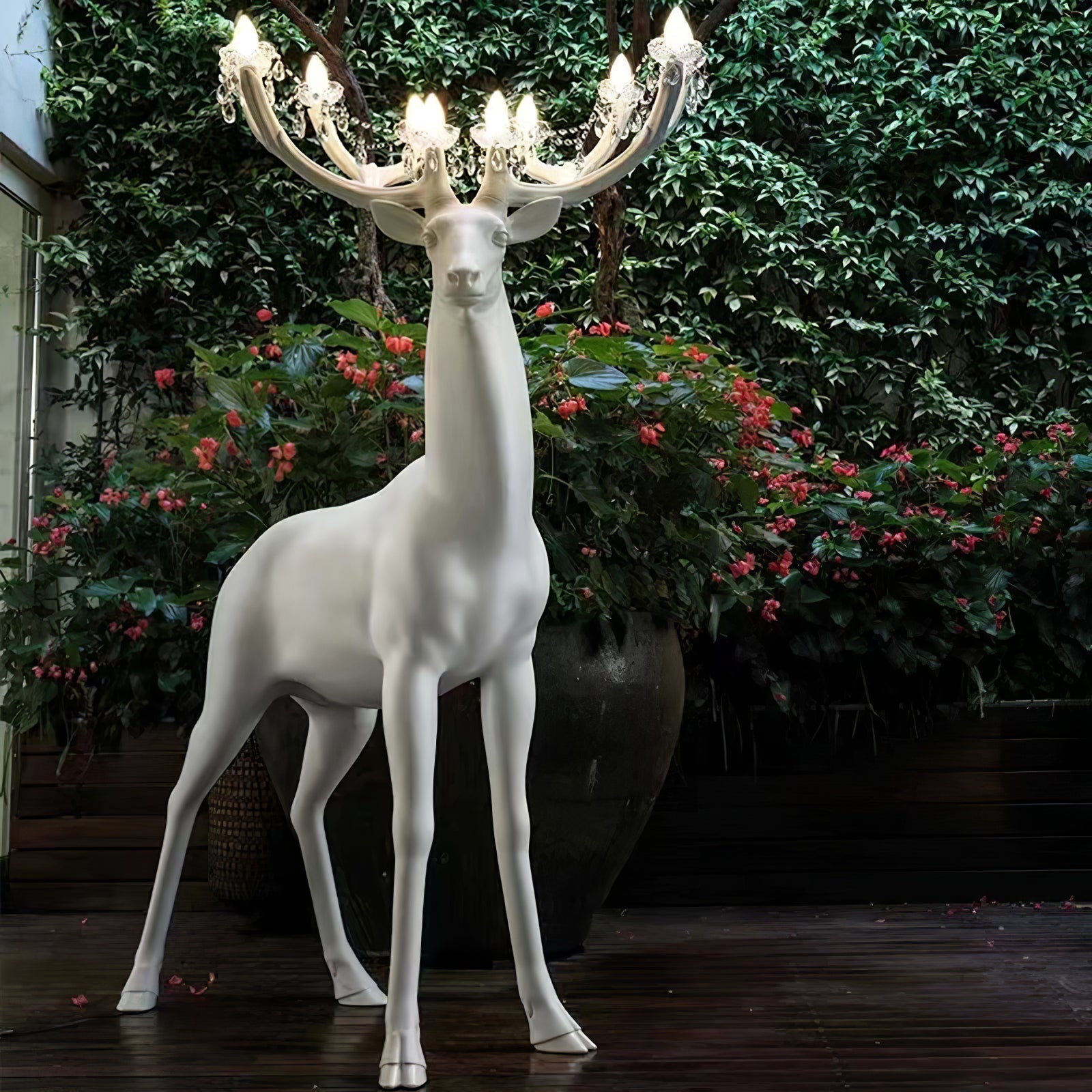 Sherwood Luxury Deer Antler Floor Lamp with Crystal Accents and Modern Pedestal Design