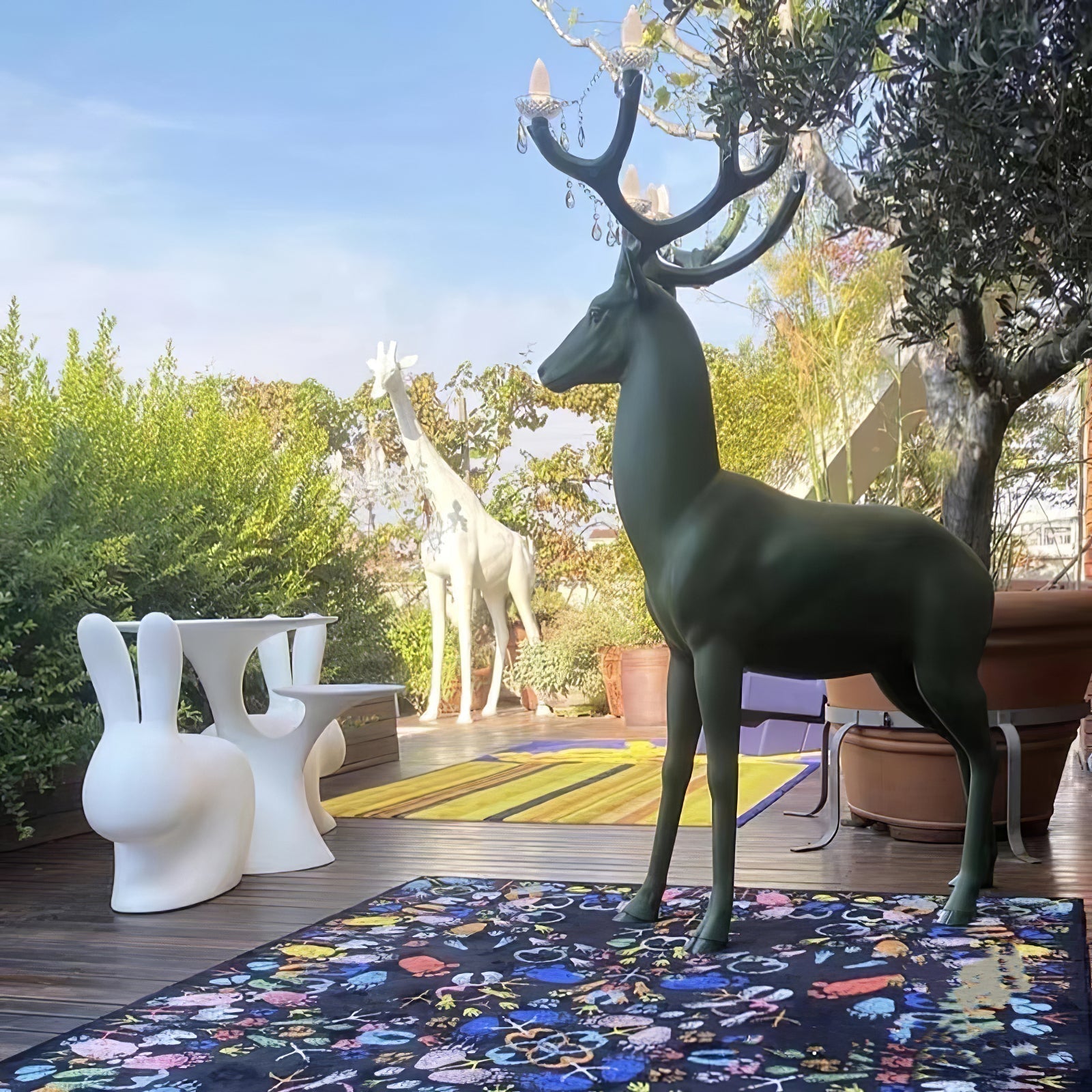 Sherwood Luxury Deer Antler Floor Lamp with Crystal Accents and Modern Pedestal Design