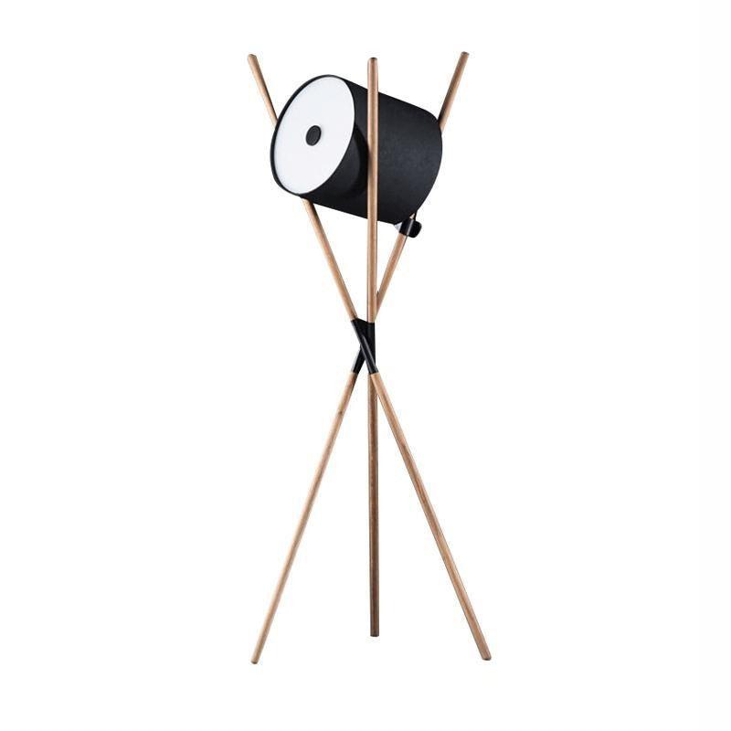 Modern Shift Solid Wood Floor Lamp with Leather Accents Minimalist Free Standing Living Room Light