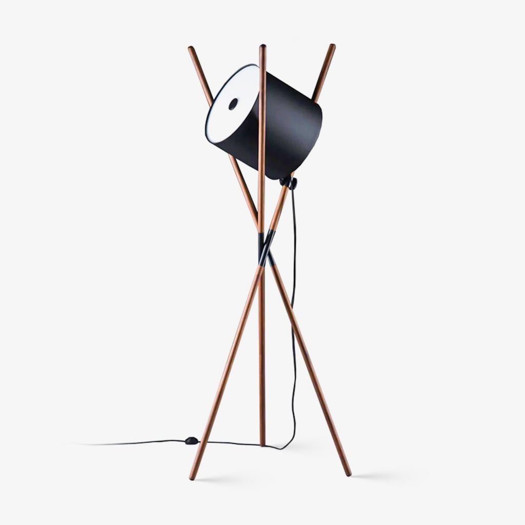 Modern Shift Solid Wood Floor Lamp with Leather Accents Minimalist Free Standing Living Room Light