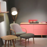 Modern Shift Solid Wood Floor Lamp with Leather Accents Minimalist Free Standing Living Room Light