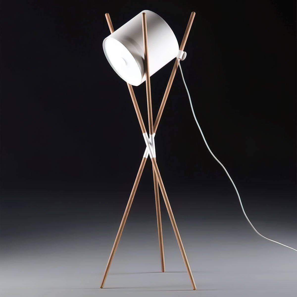 Modern Shift Solid Wood Floor Lamp with Leather Accents Minimalist Free Standing Living Room Light