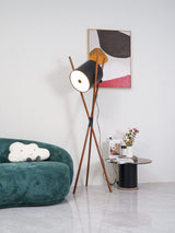 Modern Shift Solid Wood Floor Lamp with Leather Accents Minimalist Free Standing Living Room Light