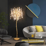 Modern Shiro Noda Brass Floor Lamp with Organic Branch Design and Glass Accents