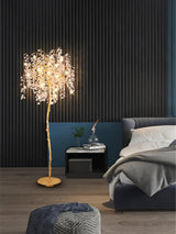 Modern Shiro Noda Brass Floor Lamp with Organic Branch Design and Glass Accents