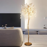 Modern Shiro Noda Brass Floor Lamp with Organic Branch Design and Glass Accents