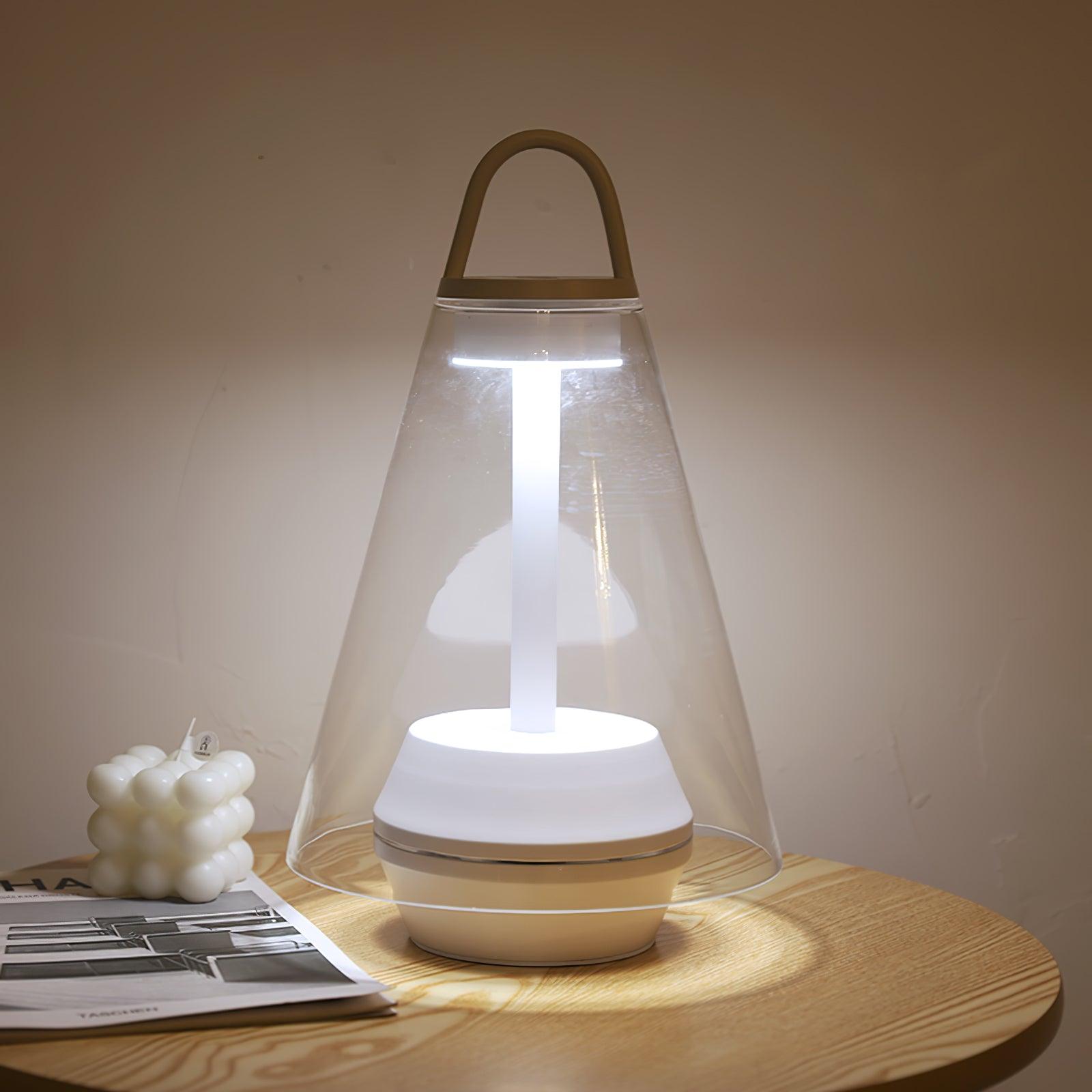 Shuttle Portable Rechargeable LED Table Lamp with Blown Glass Shade and Touch Control