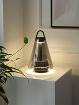 Shuttle Portable Rechargeable LED Table Lamp with Blown Glass Shade and Touch Control