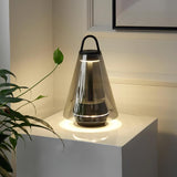 Shuttle Portable Rechargeable LED Table Lamp with Blown Glass Shade and Touch Control