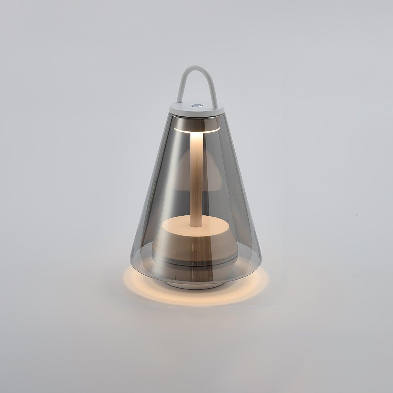 Shuttle Portable Rechargeable LED Table Lamp with Blown Glass Shade and Touch Control