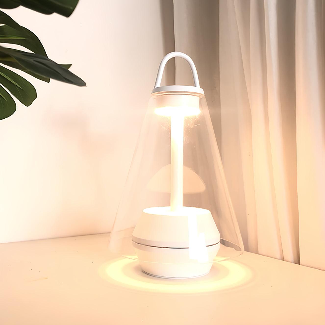 Shuttle Portable Rechargeable LED Table Lamp with Blown Glass Shade and Touch Control