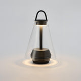 Shuttle Portable Rechargeable LED Table Lamp with Blown Glass Shade and Touch Control