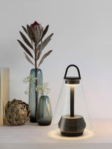 Shuttle Portable Rechargeable LED Table Lamp with Blown Glass Shade and Touch Control