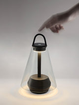 Shuttle Portable Rechargeable LED Table Lamp with Blown Glass Shade and Touch Control