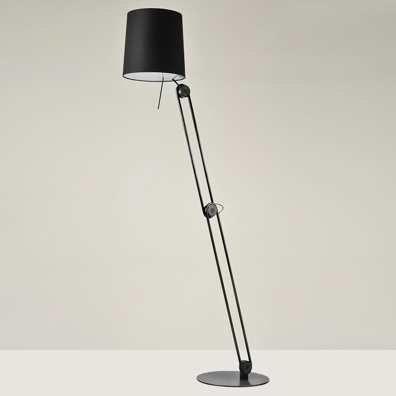 Sibaca Modern Black Torchiere Floor Lamp with Adjustable Metal Frame and Fabric Shade