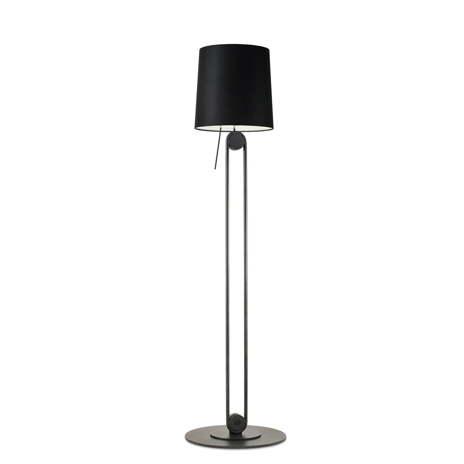 Sibaca Modern Black Torchiere Floor Lamp with Adjustable Metal Frame and Fabric Shade
