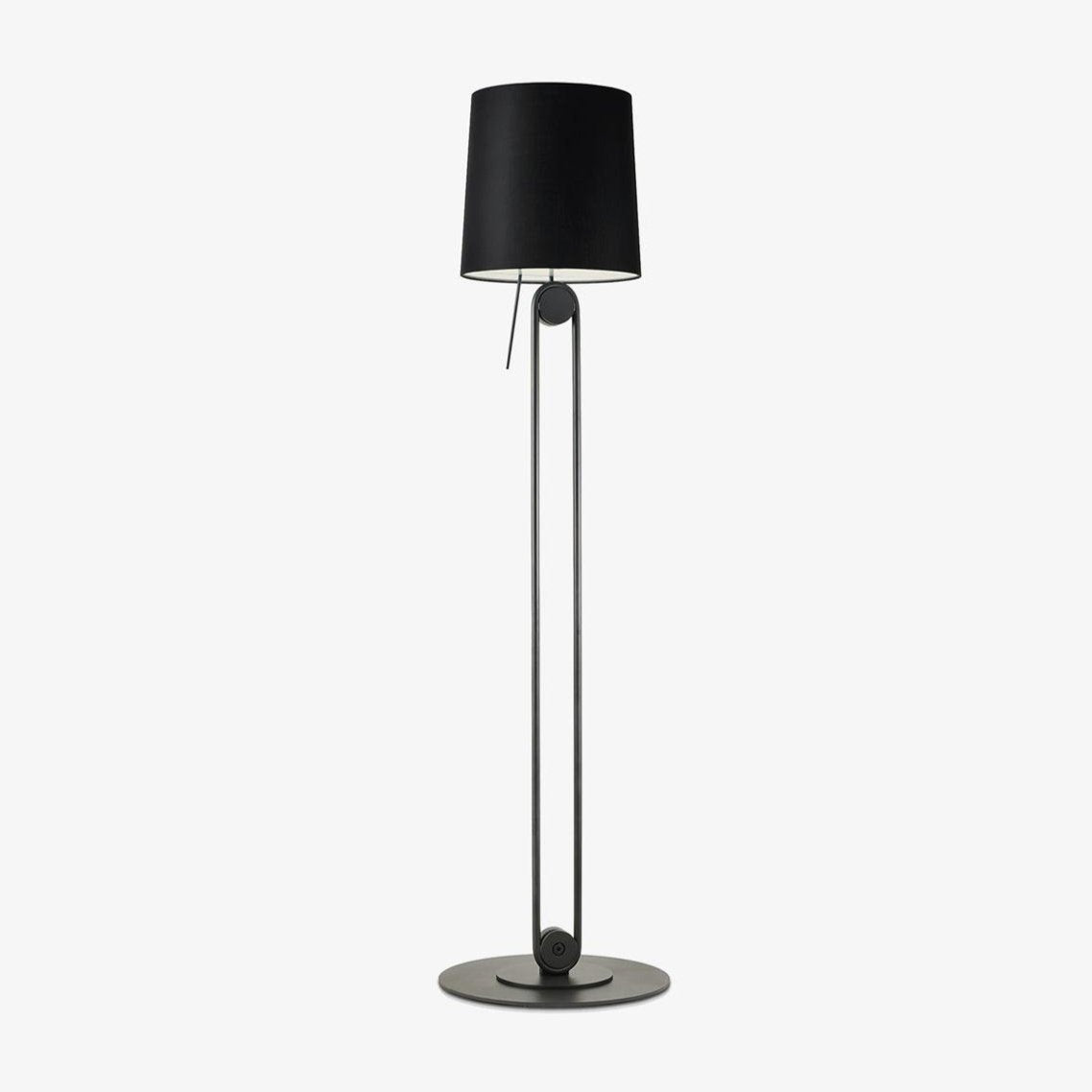 Sibaca Modern Black Torchiere Floor Lamp with Adjustable Metal Frame and Fabric Shade