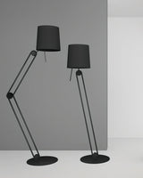 Sibaca Modern Black Torchiere Floor Lamp with Adjustable Metal Frame and Fabric Shade
