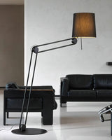 Sibaca Modern Black Torchiere Floor Lamp with Adjustable Metal Frame and Fabric Shade