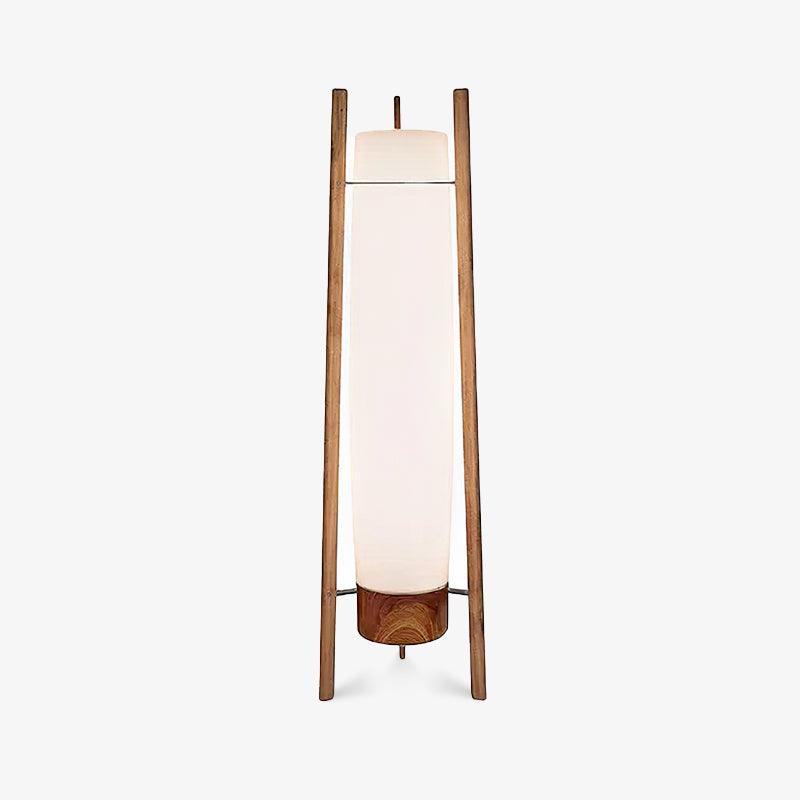 Modern Walnut Wood Column LED Floor Lamp with Acrylic Diffuser Standing Light