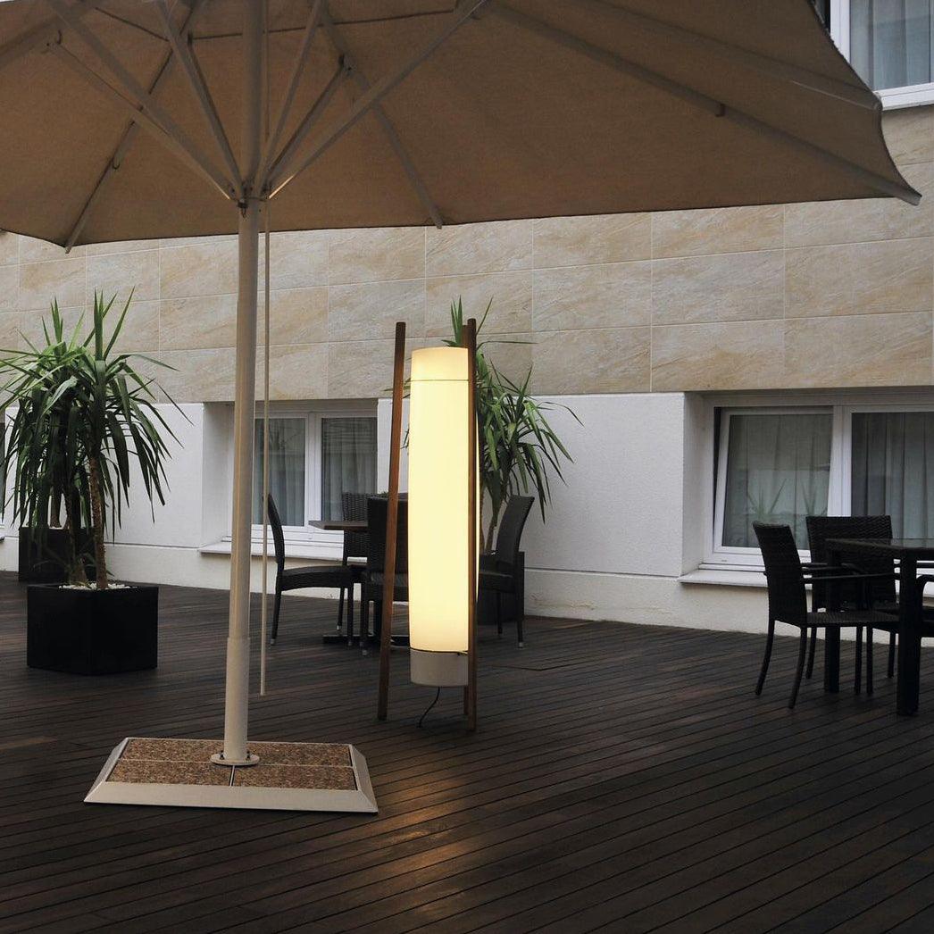 Modern Walnut Wood Column LED Floor Lamp with Acrylic Diffuser Standing Light