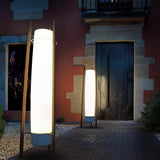 Modern Walnut Wood Column LED Floor Lamp with Acrylic Diffuser Standing Light