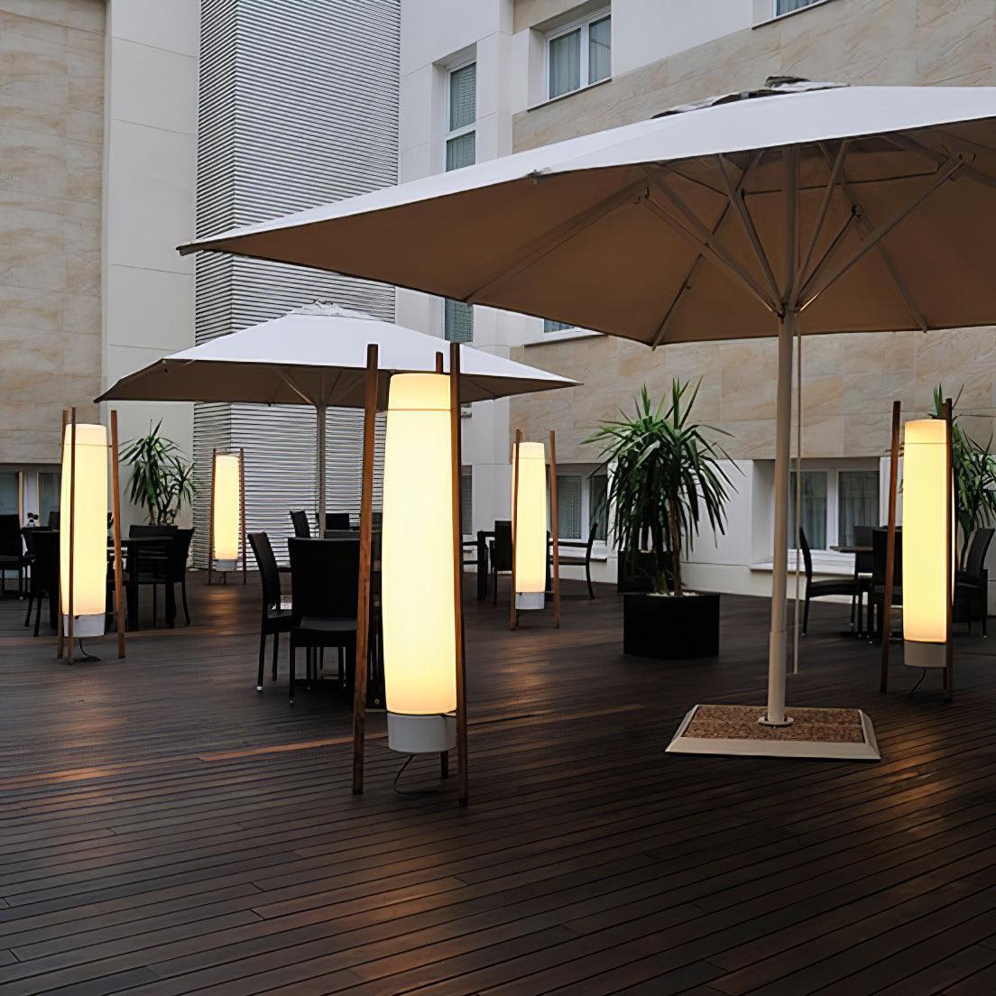 Modern Walnut Wood Column LED Floor Lamp with Acrylic Diffuser Standing Light