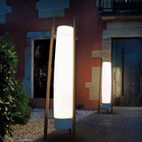 Modern Walnut Wood Column LED Floor Lamp with Acrylic Diffuser Standing Light