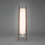 Modern Walnut Wood Column LED Floor Lamp with Acrylic Diffuser Standing Light