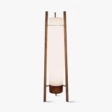 Modern Walnut Wood Column LED Floor Lamp with Acrylic Diffuser Standing Light
