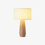 Sierra Wooden Accent Table Lamp with Linen Shade Organic Wood Base Desk Light