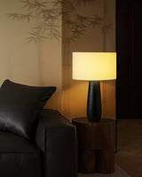 Sierra Wooden Accent Table Lamp with Linen Shade Organic Wood Base Desk Light