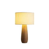 Sierra Wooden Accent Table Lamp with Linen Shade Organic Wood Base Desk Light
